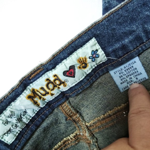 Vintage 90s MUDD Flare Low Rise Jeweled Jeans Size 5 - Picture 5 of 7